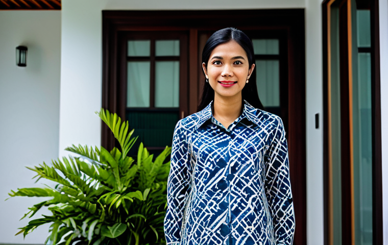 Modern Malaysian Architect**
"A professional female architect, fully clothed in a modest batik blouse and slacks, standing confidently in front of a modern, sustainable house design in Kuala Lumpur, appropriate attire, safe for work, perfect anatomy, correct proportions, professional architecture photography, natural daylight, high quality, family-friendly."
**